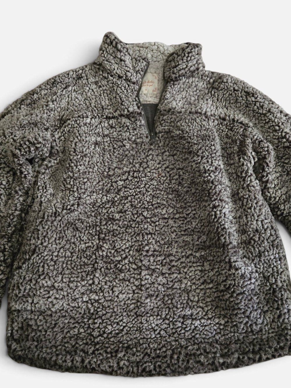 Altar'd State Gray Sherpa Zip-Up Pullover